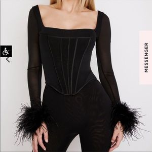 House of CB Black Stella Feather Corset Top
